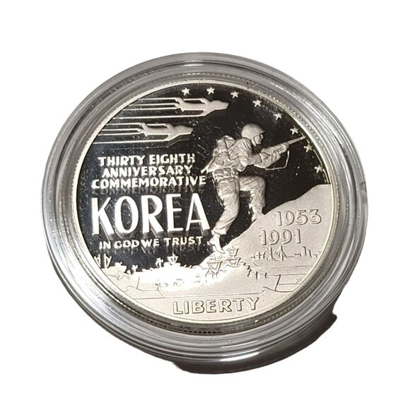 Proof Silver Dollar 1991 Korean War Memorial Coin - Picture 1 of 7